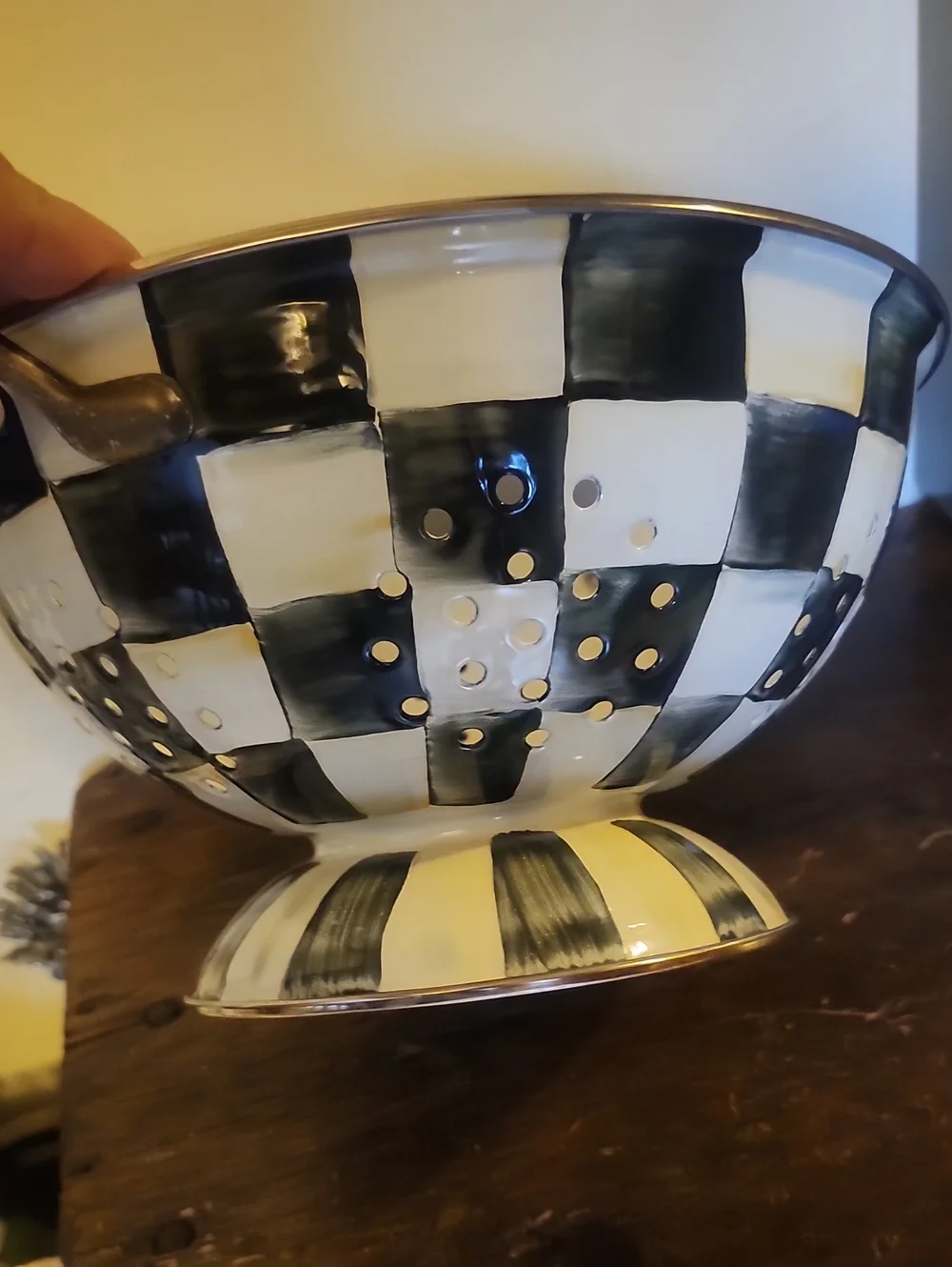 MacKenzie-Childs Courtly Check Large Colander 2.75 Quarts
